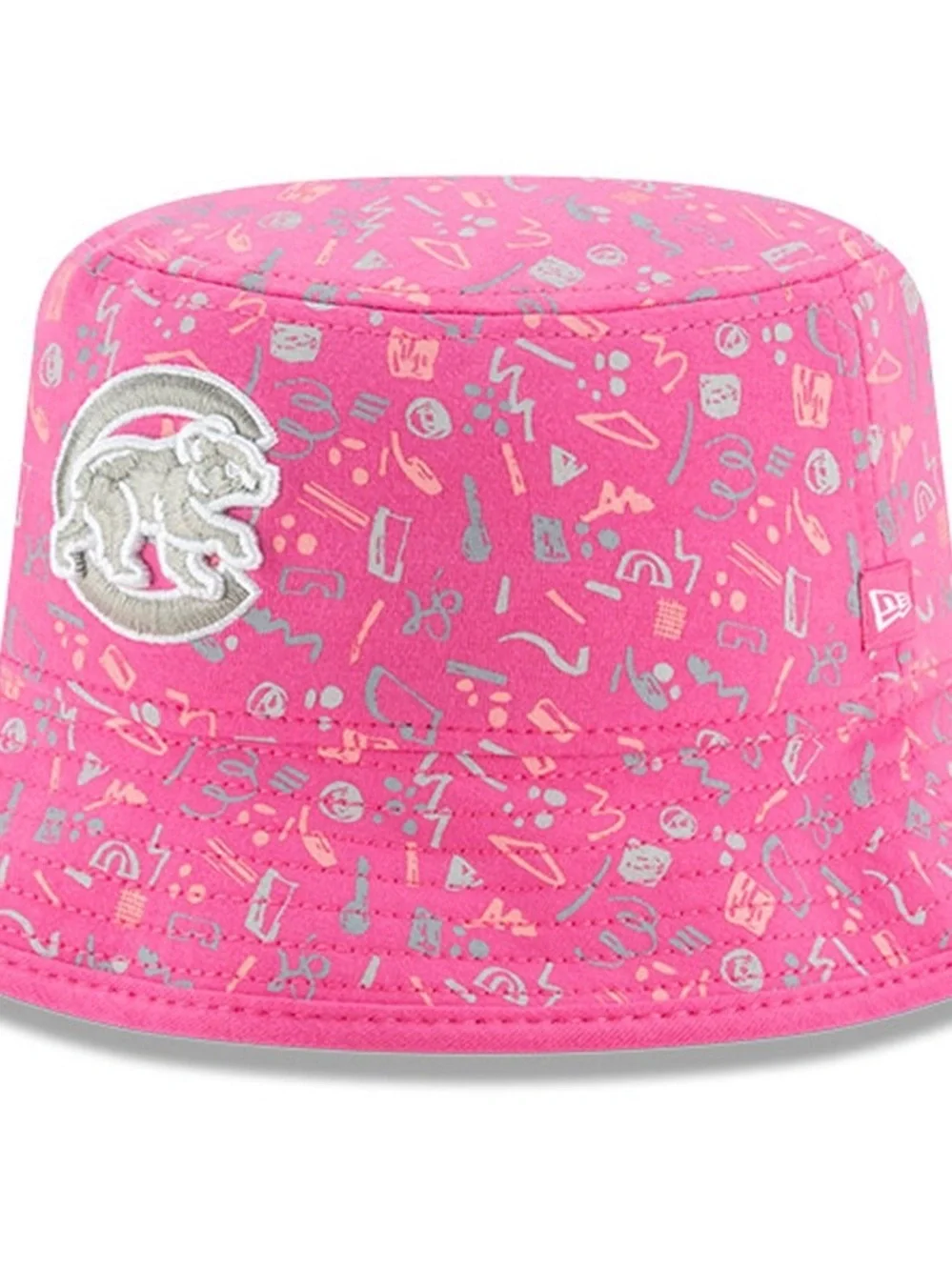 Girls Infant Chicago Cubs New Era Pink Pattern Bucket Hat
